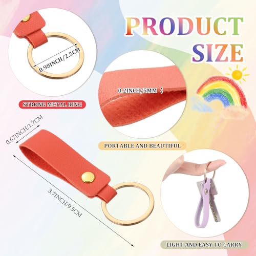 Wavyknot 100 Pcs PU Leather Keychain Blanks Bulk Laser Engraving Blanks Keychain Kit with Key Rings for DIY Key Chains Craft(3.7 x 0.7 Inches,Rainbow) - color: Rainbow, size: 3.7 x 0.7 Inches