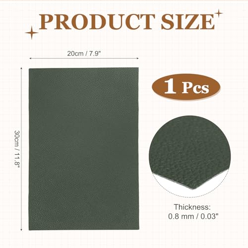 MECCANIXITY Top Grain Leather Sheet 11.8 x 7.9 Inch Natural Cow Leather 0.8mm Fabric Pieces for DIY Craft Furniture Office Belts Notebook Covers, Dark Green - color: Dark Green, size: 0.8mm