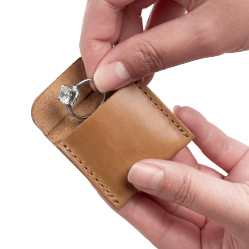 Hide & Drink, Wedding Ring Case, Engagement Pouch, Bride and Groom Jewelry Storage, Marriage Travel, Proposal Ring Holder, Full Grain Leather, Handmade, Single Malt Mahogany - color: Single Malt Mahogany