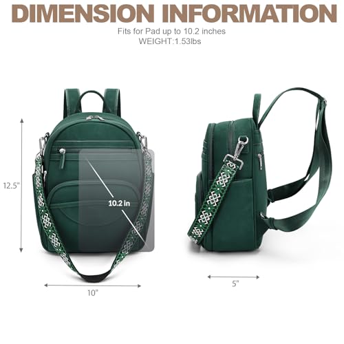 SYTRAH Small Backpack Purse for Women, Mini Daypack Cute for Travel Green - color: Green