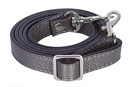 VanEnjoy Full Grain Leather Adjustable Crossbody Straps Replacement - 0.7” Wide, 25”-51” Long (Silver Grey-Silver Metal) - color: Silver Grey-Silver Metal
