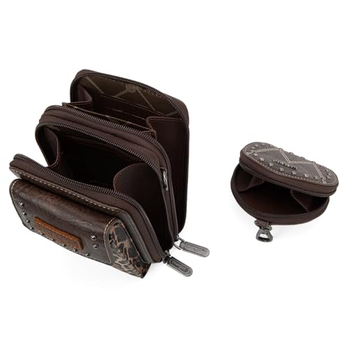 Wrangler 3Pcs Doctor Bag Sets for Women Top-handle Satchel Bag with Cell Phone Handbag and Coin Purse - color: Coffee Leopard