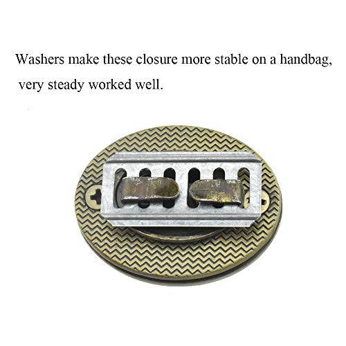 HAHIYO Twist Purse Closure Turn Locks Clip Clasps Easy Install with Online Instructions Picture for Wallet Briefcase Clutch Handbag Book 1.4 Inch Length Metal Sturdy Antique Brass 2 Sets with Washers - size: 1.4 inch length Antique Brass