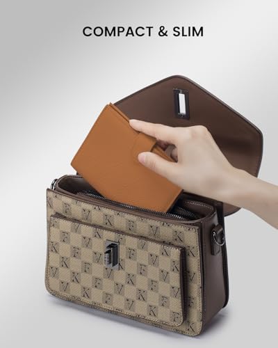 Karmiir RFID Passport Holder Travel Wallet Compact for Women, Leather Passport Wallet with Card Holders,Zippered Coins Pocket and Cash Compartment, Brown - color: Bright Brown
