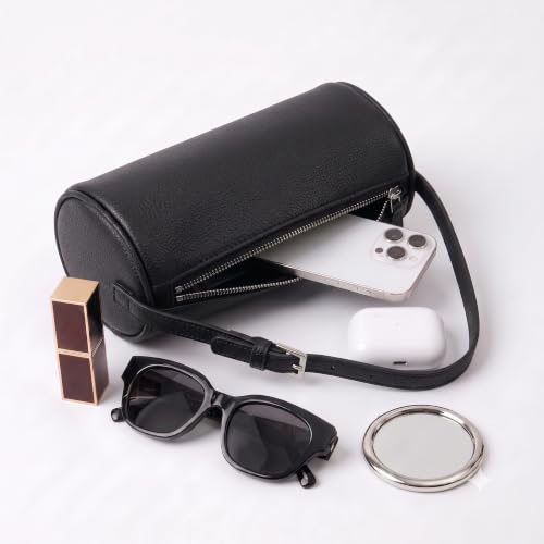 Small Purses for Women, Leather Mini Hobo Bag Shoulder Bag with Adjustable Strap Crossbody Bag - color: Black