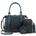 Wrangler 3Pcs Doctor Bag Sets for Women Top-handle Satchel Bag with Cell Phone Handbag and Coin Purse - color: Jet Oxford Jean