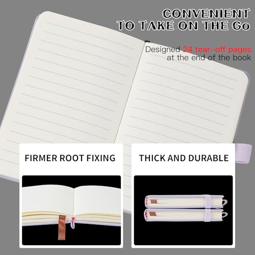Animusphere 2Pack Pocket Notebook Small Notebook Journal Notebook 4 inches x 5.7 inches 200 Pages Leather Cover With Pen Holder Page Marker Ribbons (Purple) - color: Purple