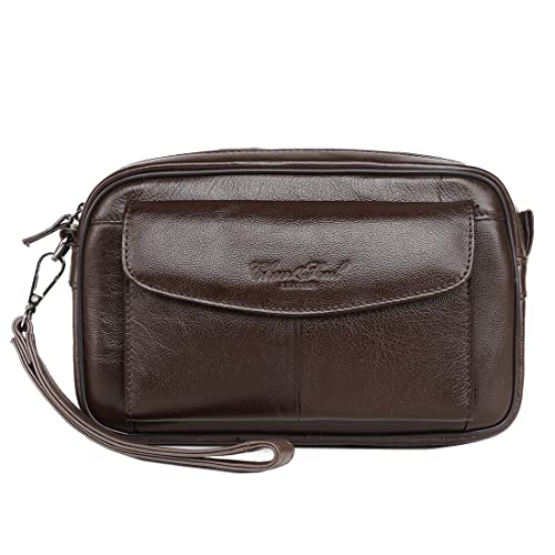 Leather Clutch Purse Wallet Men Wrist Bag - color: #03coffee
