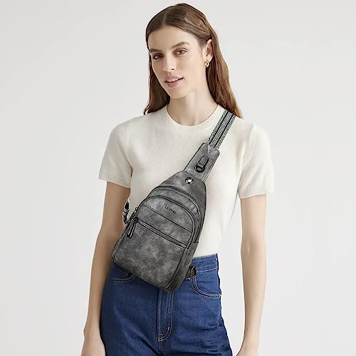 LATMAP 7L Sling Bag For Women Faux Leather Anti Theft Small Casual Daypack Backpack Fanny Pack Crossbody Chest Bags Purse Waterproof Dark Grey - color: Dark Grey