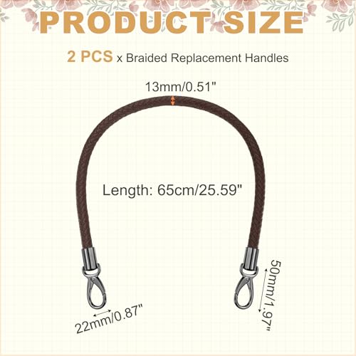MECCANIXITY Braided Purse Strap, PU Leather Purse Strap Handle Replacement for Handbag Tote Underarm Bag Making - color: Dark Coffee