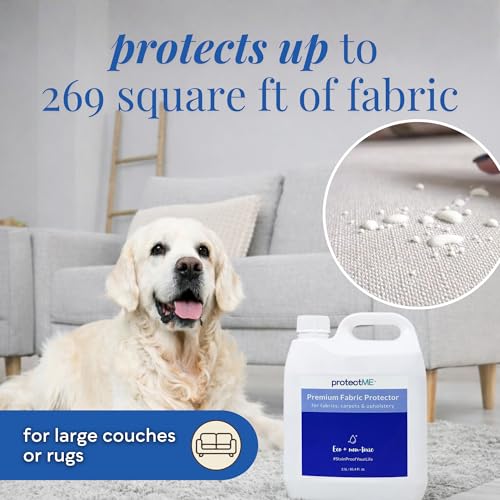 protectME Fabric Protector and Stain Resistant Spray - Upholstery Fabric Spray for Stain Guard for Carpet, Shoes, Couch, Sofa - Non Toxic, Water Based Furniture Protector - 84.5 Fl. Oz. - style: 84.5 Fl. Oz