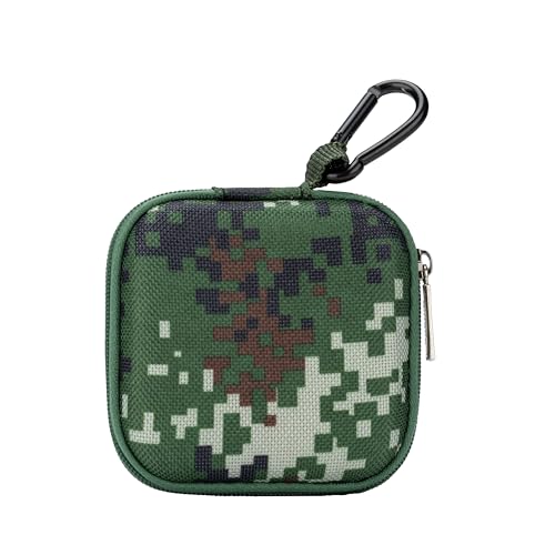 Ginsco Mini-Portable Hard Shell Square Earbuds Case for Apple EarPods/Samsung Galaxy Wired/Wireless Earbuds, Cell Phone Accessories Organizer with Carabiner for Earphones - color: Camo, size: Slim
