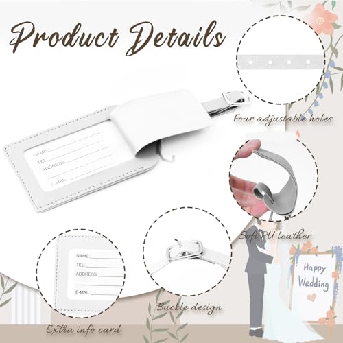 24 Pack Leather Luggage Tag White Wedding Favors Bulk Travel Tag - color: White