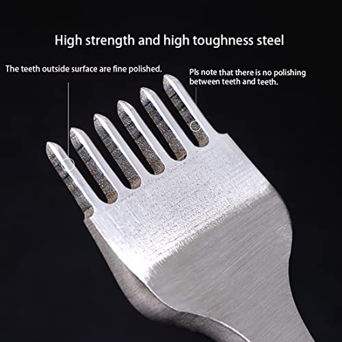 WUTA Leather Hole Punch Tool Pricking Iron Hole Puncher 5mm 1/2/4/6 Prong Tooth Lacing Diamond Stitching Chisel Set for DIY Leather Craft Kits (Silver) - color: Silver, size: 1nd 5mm 1/2/4/6
