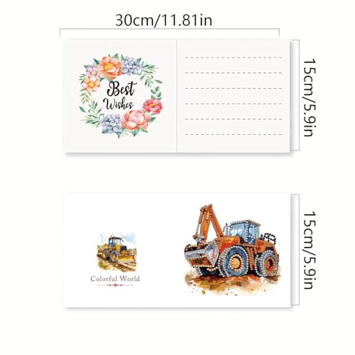 DDGYP 6 Pack,Diamond Painting Greeting Cards with Envelopes, 5.9x5.9in - color: Excavator 2
