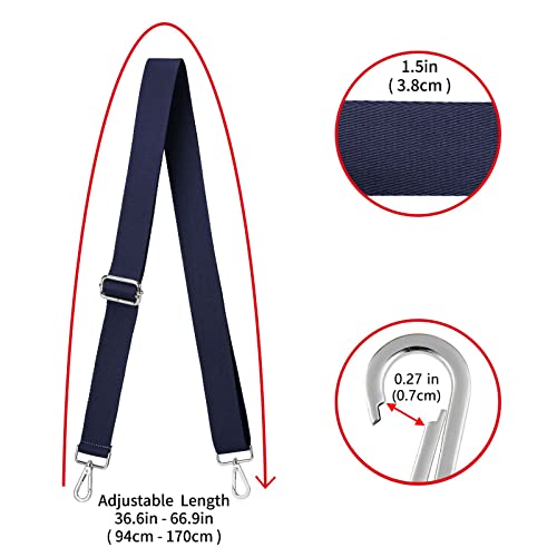 ZOOEASS Wide Shoulder Strap (Solid),Adjustable Replacement Belt Crossbody Canvas Bag Handbag - color: Silvery Buckles-navy