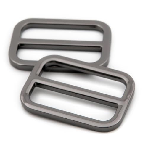 Loosco Flat Metal Adjuster Belt Sliders, 10 PCS Buckle Triglide for Strap Keeper Leathercraft Bag Belt Adjuster (Gunmetal,1 1/4") - color: Gunmetal, size: 1 1/4"