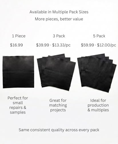 Natural Grain Cow Leathers: 12'' x 12'' Pre-Cut Leather Pieces (Black, 1 Piece) - color: Black, size: 1 Piece
