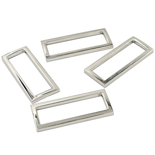 DGOL 20pcs 1-1/2 inch Zinc Alloy Shinning Belt Bag Die Cast Rectangle Ring Buckles Webbing Square Buckle Silver and Gunmetal