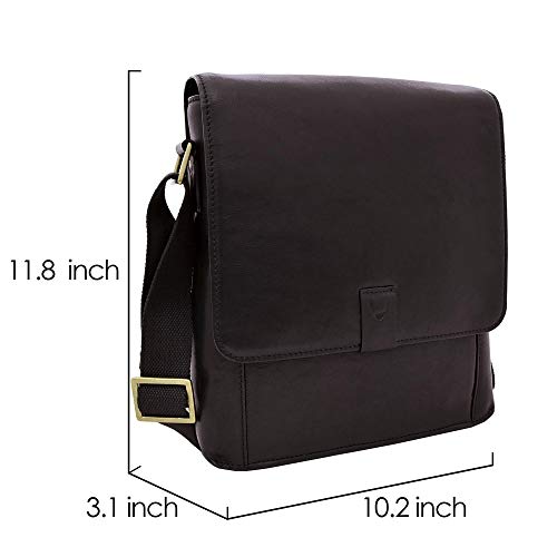Hidesign Aiden Genuine Leather Medium Crossbody Men/Women Shoulder Messenger Bag / Travel Bag / 10.5" iPad Bag, Brown - color: Brown