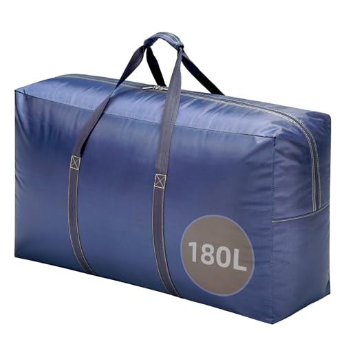 Extra Large travel duffel bag with Strong Handles, 180L Waterproof duffel bag, Durable Zippers, Extra Large Storage Totes for Space Saving and Moving Supplies, Blue - color: Blue, size: XL - 39.4″ × 11.8″ × 23.6″