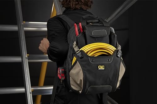 CLC Work Gear 1134 Carpenter's Tool Backpack, 44 Pockets, Padded Back Support, Black - style: 44 Pocket Tool Backpack