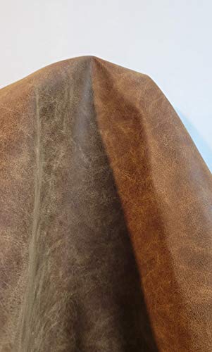 Vegan Faux Leather Synthetic Pleather 0.9 mm Madison 1/2 Yard 18 inch Wide x 54 inch Length Soft Smooth Upholstery Half Yard (18" x 54") (Chestnut Distress) - color: Chestnut Distress
