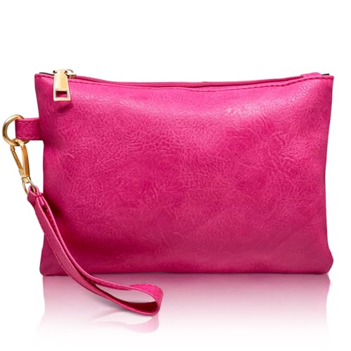 K.E.J. Clutch Purses for Women Wallet Wristlet Small Wallet Purses Clutch Handbags Zipper Purse for Ladies Women Gifts - color: Hot Pink