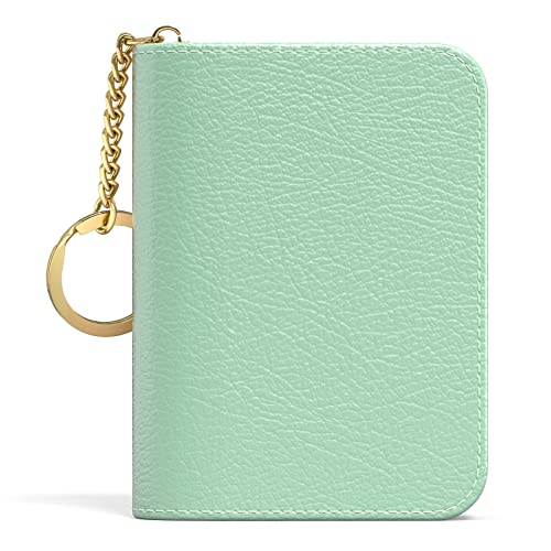 Credit Card Holder for Women, Small RFID Wallet Slim Leather Card Case - color: A-Green, size: Keychain