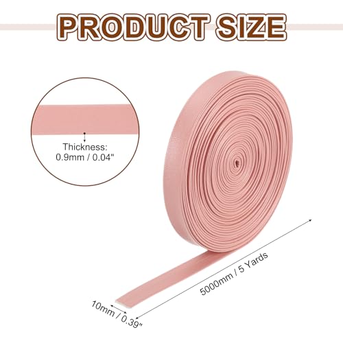 uxcell 5 Yard 10mm PU Faux Leather Strips, Fold Over Leather Strap Roll Double Sided Faux Supplies for DIY Craft Projects, Pink - color: Pink, size: 10mm