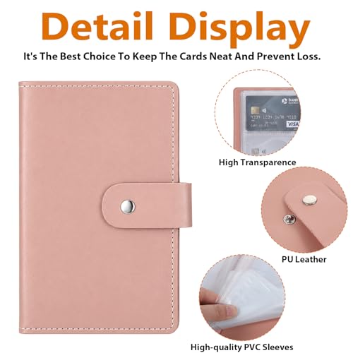 Credit Card Book, 96 Slots, Pink, Card Holder Organizer for Women | Business Card Holder, Portable Organizer, Lightweight, ID Debit Gift Cards Organizer, Prevents Loss, for 3x2 Inch Cards