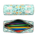 OSAM SPACE Leather Pencil Case Round Pencil Bag Cartoon Elephants Flowers Pen Organizer Holder Portable Zipper Pouch Cute School Supplies for Girls Boys Study Office - color: Cartoon Elephants Flowers