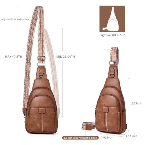 cakang Womens Sling Bag Crossbody Bags for Women Vegan Leather Sling Backpack Daypack Fanny Pack Crossbody Purse Travel - color: 4-brown