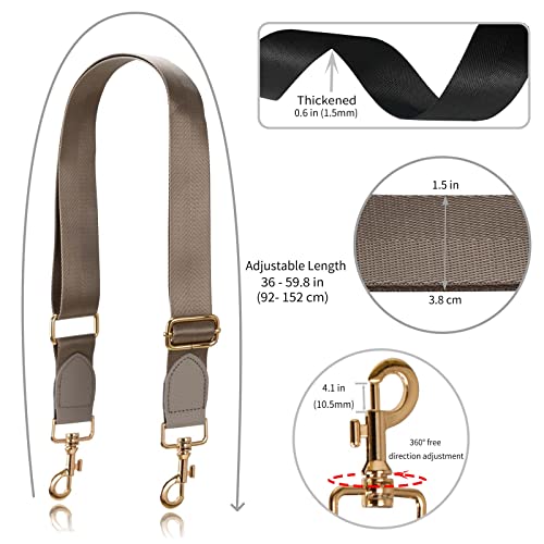 Allzedream Wide Purse Strap Replacement Crossbody Shoulder Bag Adjustable Leather Ends - color: Taupe Gold Leather