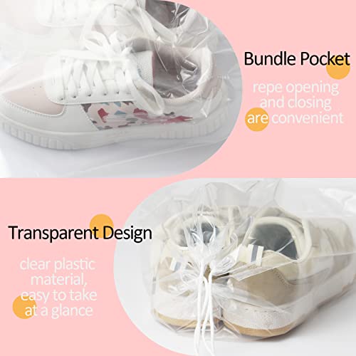 100 Pack 12x18 inch Plastic Drawstring Bags Transparent Shoe Bags - color: 12x18 inch
