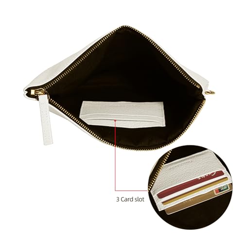 DORIS&JACKY Lambskin Leather Wristlet Clutch Purse Women Large Phone Wallet - color: Goat-off-white, style: Goatskin-off White