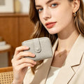 Women's Soft Lychee Grain PU Leather Short Wallet, Snap Button Multi Card Slots Zipper Coin Pocket, Portable Daily Small Purse for Cash Cards Lipstick - Grey - color: Lychee Grain-Grey