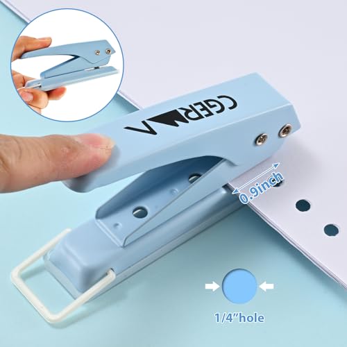 Single Hole Puncher, 1/4" Hole, 50% Labor Savings, Heavy Duty Metal Punch, 15 Sheet Capacity, for ID Cards, Chipboard, Art Project, Crafts Easy Punching, Blue - size: Blue 1 Pack