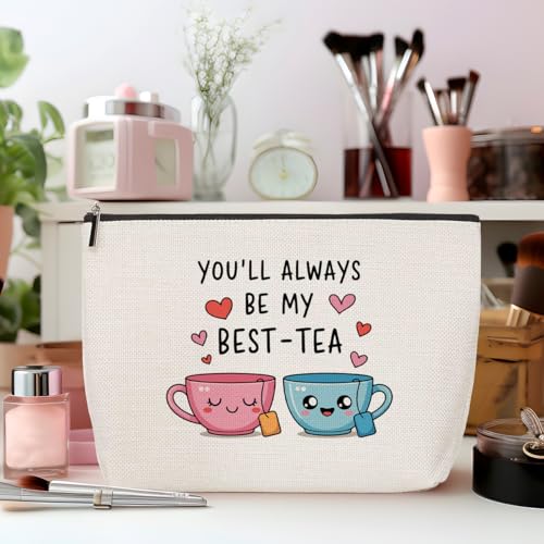 Bestie Makeup Bag Travel Essentials Organizer Cosmetic Bags for Women | Cute Best Tea Portable Pouch Purse Roomy Travel Makeup Toiletries Accessories, Gifts for Women Bestie - color: Multicolor 1436