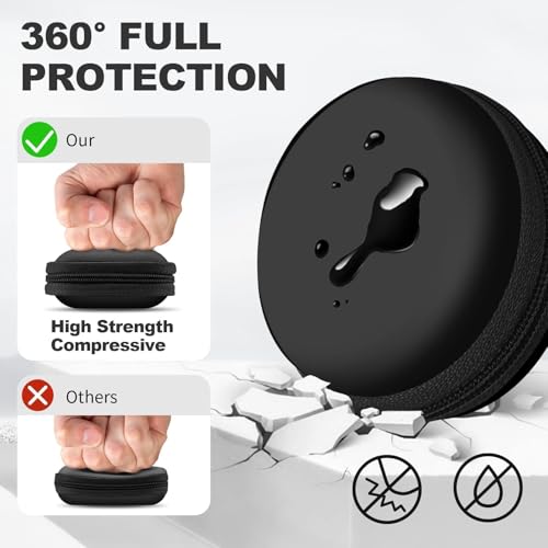 Round Earbud Case Portable EVA Carrying Case Storage Bag Cell Phone Accessories Organizer with Carabiner for Earphone, Earbud, Earpieces, SD Memory Card, Camera Chips,Black - color: C1-Round Black