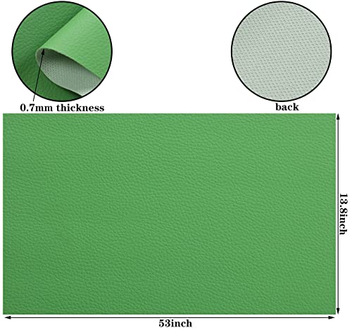 Picheng Lychee Faux Leather Fabric: 13.8" x 53"Soft Green Faux Leather Roll | Lychee Texture Solid Color Faux Leather Sheets Marine Vinyl for Making Crafts Leather Earrings Bows Sewing DIY (Green) - color: Green