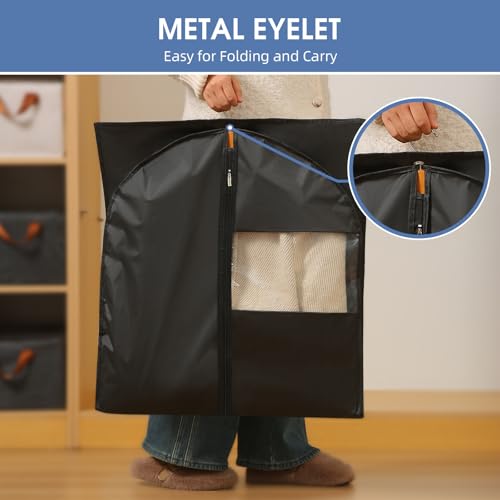 Suit Bags for Closet Storage, 43'' Garment Bags for Hanging Clothes, Suit Garment Bag, Black Suit Cover Bags with Clear Window for Coats, Jackets, Shirts（2 Packs） - color: Black, size: 43" - 2 Pack