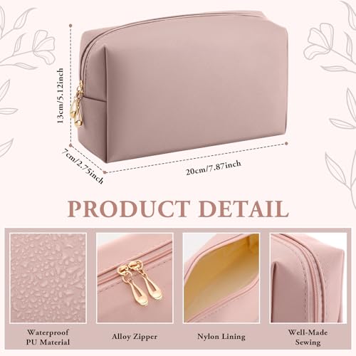 Kigeli Leather Makeup Bag PU Leather Cosmetic Pouch Wide-open Waterproof Toiletry Organizer with Dividers Travel Bag Birthday Valentine's Day Gifts for Women Friend Sister Daughter BFF(Nude Pink) - color: Nude Pink