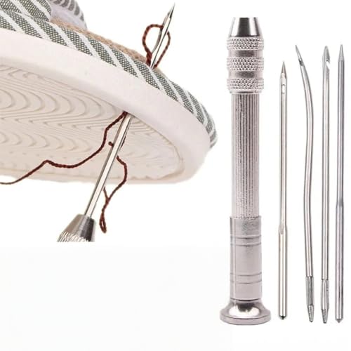 5PCS Sewing Needle Set, Heavy Duty Interchangeable Hand Sewing Needles for Leather Canvas Shoe Repair Upholstery Tent DIY Sewing Kit