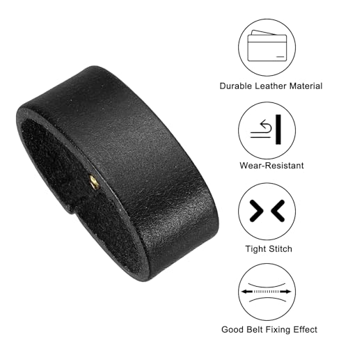 PATIKIL Leather Loop Keeper, Leather Loops Belt Keeper Loops Retainer Straps Replacement, - color: Black, size: 1.2"/1.3"