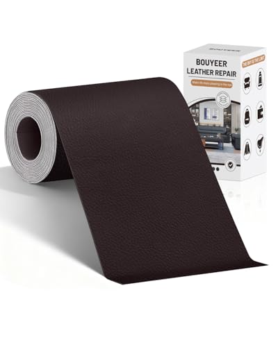 BOUYEER Leather Repair Patch Tape Kit,Self Adhesive Leather Repair for Sofa，Car Seat,Office Chair,Furniture,Jacket,Waterproof Strong Adhesive Vinyl Repair Kit. 4 in x 79 in,Coffee - color: Coffee, size: 4 in x 79 in