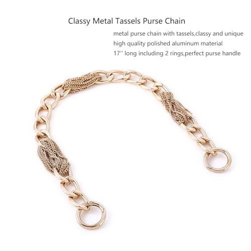 Yichain Classy Metal Tassels Bag Chains Purse Handles Shoulder Strap Replacement Charms Accessories (Gold Small 17'') - color: Gold Small 17''