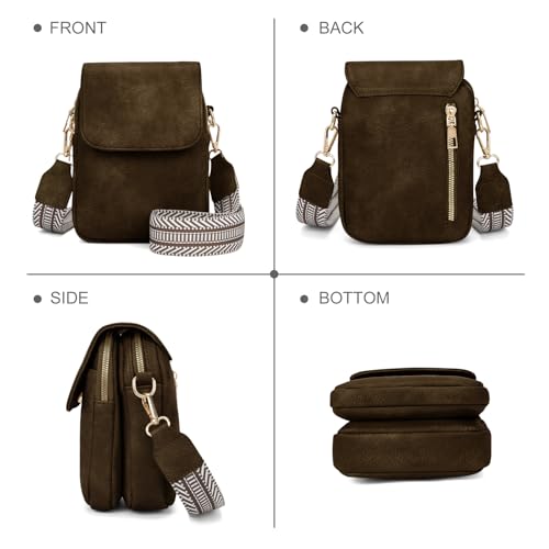 Fashion Small Crossbody Bags for Women Trendy Designer Cell Phone Purses - color: Coffee