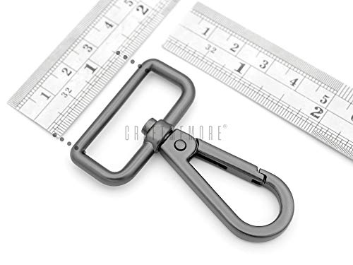 CRAFTMEMORE Matte Black Snap Hook Swivel Lobster Clasps Metal Push Gate Purse Clip Accessories SC21 (1 1/4 Inches, 2 Pack) - size: 1 1/4 Inches