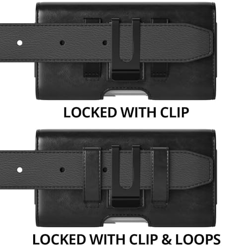 Magnetic Closure Holster for Google Pixel 11 Pro XL, 10 Pro XL, 9 Pro XL - Leather Belt Case, Premium Pouch (Fits Slim/Regular Case On) (Black, Large) - color: Black, size: Large